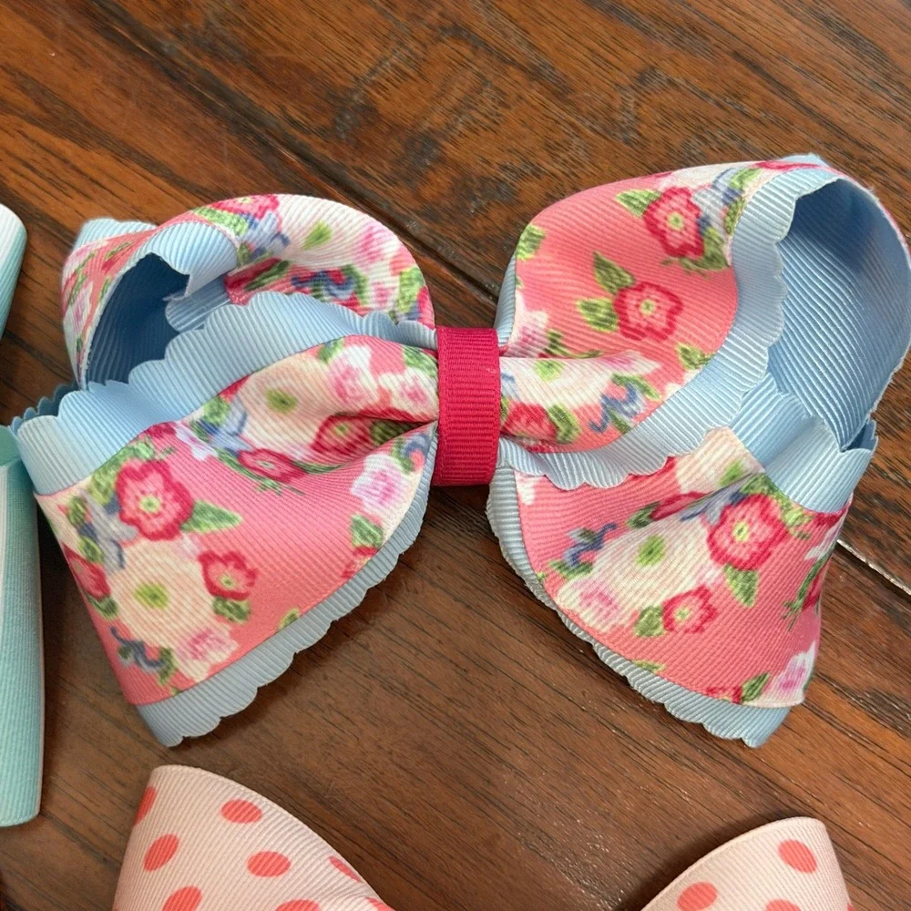 Girls Large Hair Bows Set of 4 Matilda Jane Made to Match Grosgrain Ribbon 6